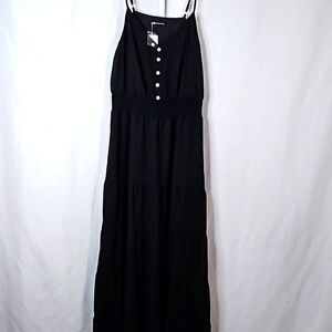 PrettyGarden Chic Black Maxi Dress Sz Large NWT